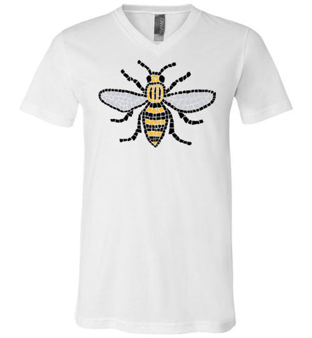 Manchester Bee Tee Shirt Canvas Unisex V-Neck T-Shirt
