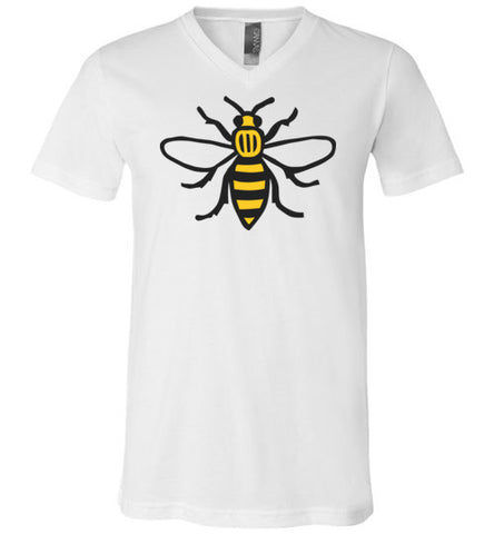 Manchester Bee Shirt Canvas Unisex V-Neck T-Shirt