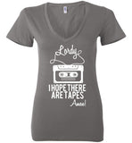 Lordy i Hope there Are Tapes - Amen! Shirt Bella Ladies Deep V-Neck