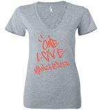 One Love Manchester Shirt Bella Ladies Deep V-Neck
