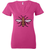 Manchester Bee Tee Shirt Bella Ladies Deep V-Neck