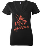 One Love Manchester Shirt Bella Ladies Deep V-Neck