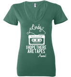 Lordy i Hope there Are Tapes - Amen! Shirt Bella Ladies Deep V-Neck