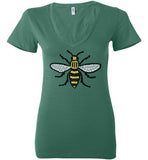 Manchester Bee Tee Shirt Bella Ladies Deep V-Neck