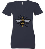 Manchester Bee Tee Shirt Bella Ladies Deep V-Neck