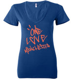 One Love Manchester Shirt Bella Ladies Deep V-Neck