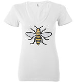 Manchester Bee Tee Shirt Bella Ladies Deep V-Neck