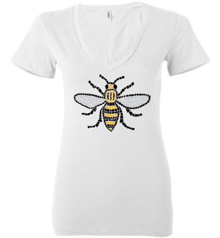 Manchester Bee Tee Shirt Bella Ladies Deep V-Neck