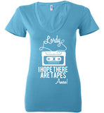 Lordy i Hope there Are Tapes - Amen! Shirt Bella Ladies Deep V-Neck
