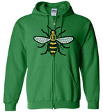 Manchester Bee Tee Shirt Gildan Zip Hoodie