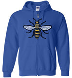 Manchester Bee Tee Shirt Gildan Zip Hoodie