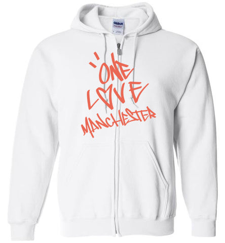 One Love Manchester Shirt Gildan Zip Hoodie